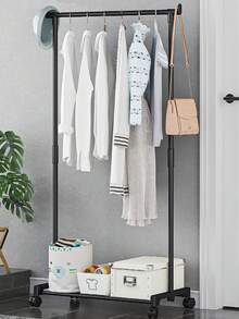 Perchero metálico multifuncional de doble capa y de una sola capa: diseño moderno, ahorra espacio, adecuado para la entrada, el dormitorio o la oficina. - Negro - Ver 6