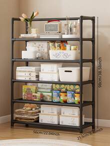 1pc 3-7 Tier Easy Storage Rack, Multi-Layer Snack Organizer Shelf, Large Capacity Freestanding Storage Rack For Bedroom, Apartment - Multicolor - View 5