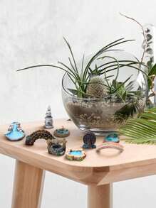 12pcs/Set Mini Fairy Garden Decorations Flowers & Plants Landscape Ornaments For Potting, Lawn, Bridge, Waterwell, DIY Garden Pond Decor, Miniature Statues