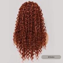 Peluca naranja rizada de 26 pulgadas, con trenzas sintéticas de encaje frontal sin pegamento y cabello baby, peluca naranja