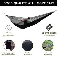 Hammock With Mosquito Net, Sturdy Outdoor Hammock, Anti-Rollover And Tilting, Mosquito And Insect Repellent, Large Space, Double Use, Easy To Store And Light, Large And Comfortable Space, Suitable For Camping, Travel, Picnic, Hiking, Weekend Trips, Outdoor Adventures, Courtyard Garden Use - Black - View 4