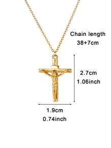 1PC Christian Jesus Cross Pendant Necklace For Women Men Dainty Adjustable Chains Necklace Catholic  Cross Jewelry Prayer Baptism Gifts