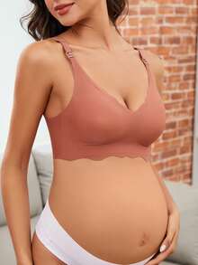 3pcs Maternity & Nursing Bras, Seamless V-Shaped Front Hook Closure Bra For Breastfeeding, Comfortable & Supportive For All Seasons - Multicolor - View 5