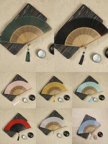 1pc Foldable Handheld Fan With Tassel, Suitable For Outdoor Travel, Dance Performance, Cheongsam Accessory, Photography Prop - Multicolor - View 11