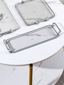 1 pezzo Vassoio rettangolare in acrilico minimalista con manico, design piatto, adatto per torte, caramelle, adatto per conservare tazze e cosmetici - Grigio - Visualizzare 14