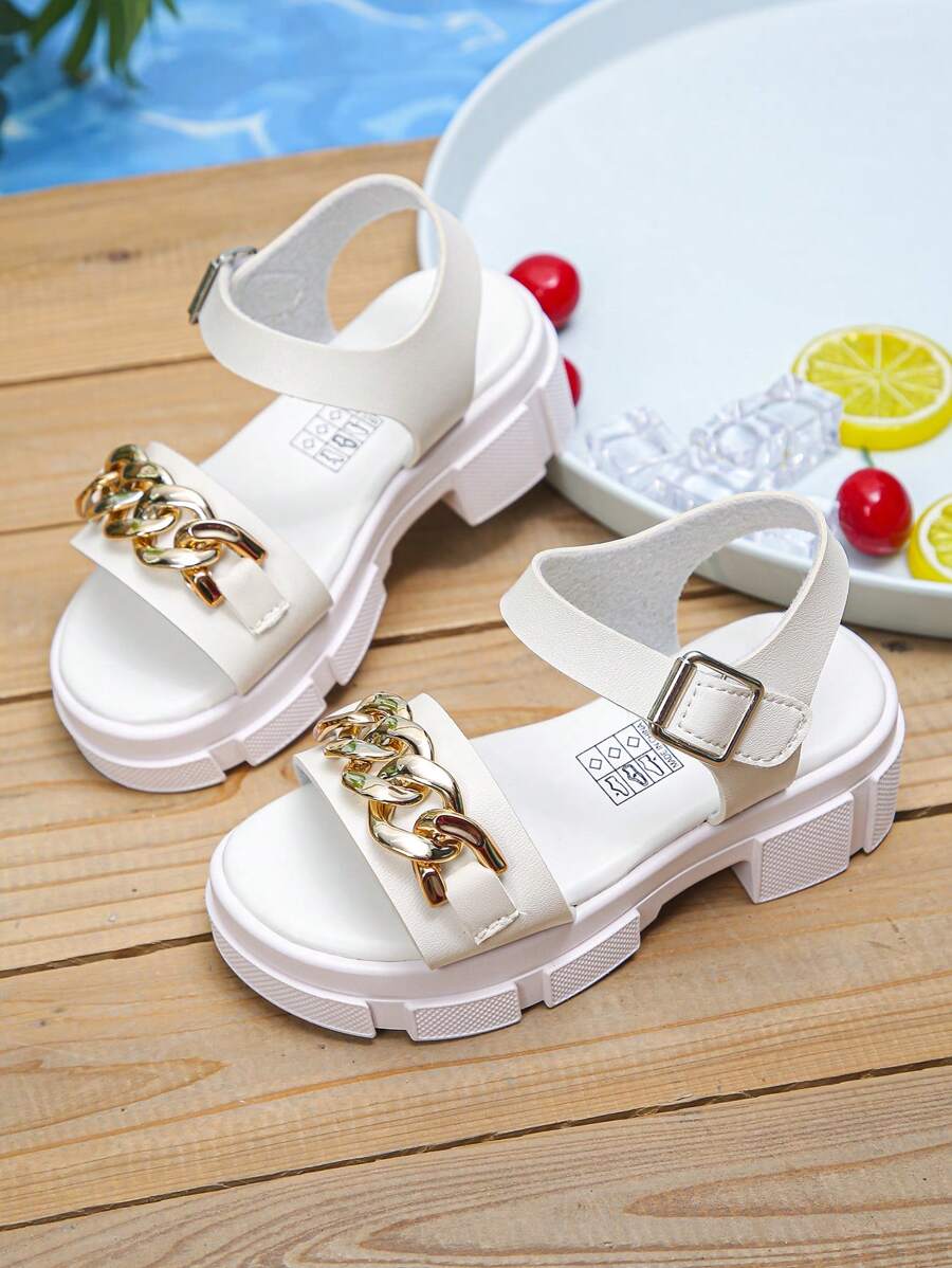 1 Pair Fashionable And Beautiful Girls Single Strap Anti-Slip Thick Soled Sandals, Stylish And Atmospheric, Suitable For Summer Outdoor Wear
