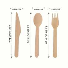 300/150/30 Stück Einweg Messer, Gabel und Löffel Set, Einweg Besteck Set aus Holz, unbeschichtete Holzbestecke, Einweg Dinner Gabeln, Dessert Gabeln, Kuchengabeln, Eislöffel aus Holz für Partys, Feiertage, Geburtstage, Hochzeiten und Heimdekoration - beinhaltet Messer, Gabeln und Löffel