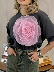 1pc Oversized Fabric Flower Brooch With Rhinestones, Elegant Accessory For Decorating Dresses, Suits, Jackets To Add Beauty To Your Outfit - Flower - View 4