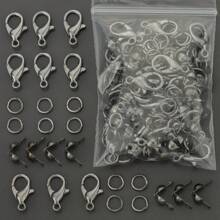 250 piezas Combinación de broches de langosta de aleación, anillos de salto y bucles cerrados - Incluye 50 piezas de broches de langosta, 100 piezas de anillos de salto, 100 piezas de bucles cerrados, adecuado para joyería DIY, elaboración de manualidades, collares, llaveros, pulseras, tobillos