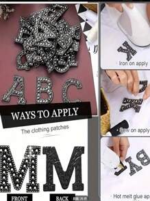 1pc A-Z Black, Green, Gold, White, Rainbow Color, English Letter, Iron-On Patch, Embroidery Patch, 3D Patch, Hat, Jeans, Stickers, Clothes, Bags, DIY Nameset, Craft Supplies, Decorative Accessories - Premium Fashion
