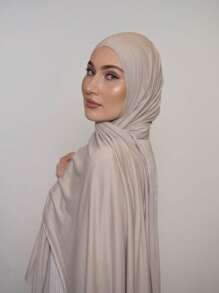 3 pièces Ensemble hijab en jersey, pack économique amélioré avec foulard en coton soyeux à bordure de couleur unie classique de 170 * 60 cm, châle couvre-chef instantané, convient pour le casual, les sorties, les cadeaux