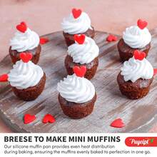 1pc Mini Silicone Muffin Baking Pan, 24-Cup Paper Cupcake Tray, Non-Stick Silicone Baking Mold, Suitable For Making Cupcakes And Mini Cakes - Red - View 11
