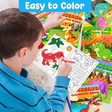 24 Pieces Dinosaur Mini Coloring Books For Kids Party Favors Dino Drawing Activity Book Bulk Small Coloring Book For Boys Girls Birthday Gift Jurassic Party Goodie Bag Stuffer Classroom Supplies, Perfect For Valentines Gift, Easter Basket Stuffers, Halloween And Christmas Gift - 彩色 - 查看 2
