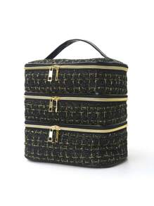 1 Piece Makeup Storage Tool Three-Layer Large Capacity Portable Cosmetic Bag Portable Toiletry Travel Bag Girl College Dormitory Makeup Storage Bag Bathroom Toiletry Bag Multifunctional Fashion Cosmetic Bag Holiday Essentials Gift For Mother