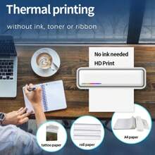 Portable Printers Wireless For Travel, Wireless Thermal Printer Support A4&A5 Thermal Paper, A4 Folded Paper, Tattoo Paper, Inkless Mobile Printer Suitable For Office, Home, School, Travel