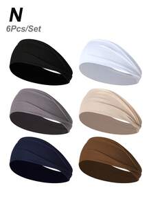 3条/6条装女士弹力宽运动头带，纯色，休闲户外跑步时尚发饰，头巾式头带，秋冬季发带蝴蝶结，适合度假装扮，女士优雅围巾，女士头巾，柔软头巾 - 彩色 - 查看 27