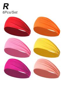 3条/6条装女士弹力宽运动头带，纯色，休闲户外跑步时尚发饰，头巾式头带，秋冬季发带蝴蝶结，适合度假装扮，女士优雅围巾，女士头巾，柔软头巾 - 彩色 - 查看 22