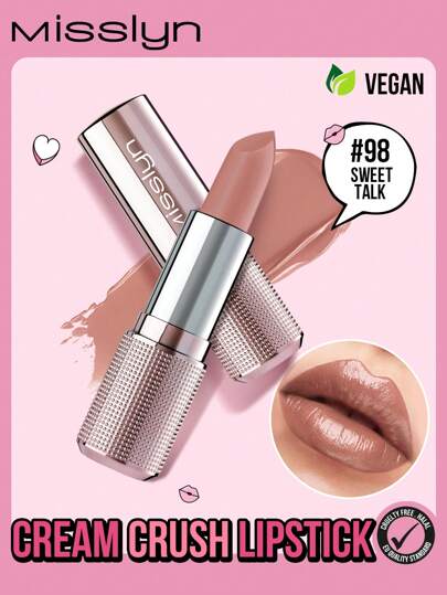 Misslyn Rossetto cremoso, rossetto idratante cremoso non appiccicoso, rossetto satinato idratante cremoso ad alto brillantezza e coprenza modulabile, colore nude, ideale per make-up in stile Y2K, feste, spiaggia, viaggi, campeggio, all'aperto, regalo per ragazze alla moda, Capodanno cinese, San Valentino, vegano, cruelty-free, Ognissanti, zucca, dolcetto o scherzetto, 31 ottobre, fantasmi