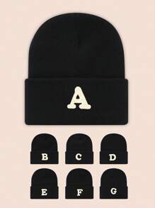 1 Stück Kinder Rosa 26 Buchstaben gestrickte Mütze, Kleinkind Jungen Mädchen warme Beanie Kappe, geeignet für Outdoor, Alltag, windundurchlässig & warm