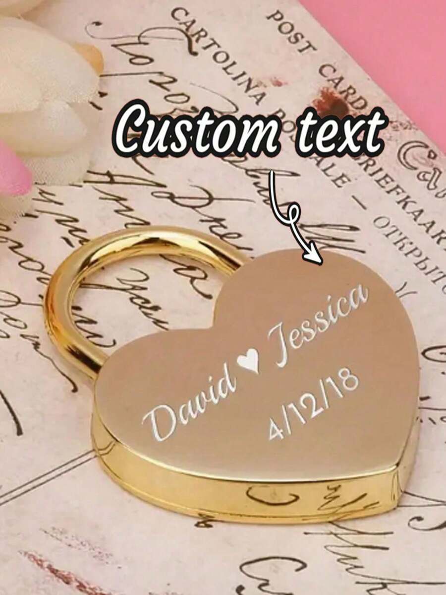 Personalized Metal Love Lock Heart Shaped Mini Padlock, Ideal For Dorm Cabinet, Luggage, Bag - Cute Valentine's Day Gift - Multicolor - View 1