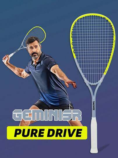 SALYWEE [Gemini SR] Raqueta de squash de fibra de carbono compuesta, ultraligera, cuadro de 14/19 alambres para un mejor control - ideal para principiantes, 22~24lbs, preencordada con sobreempuñadura profesional, regalo ideal para jugadores de squash.