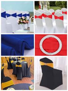 1/2pcs Black High Stretch Tablecloth + 6pcs Chair Cover Set, 4FT/6FT/8FT Polyester & Spandex Material Tablecloth, All-Season Tablecloth Covers, Full-Cover Chair Covers, PU Leather Chair Covers With Tie-Back, Suitable For Home, Indoor, Outdoor, Picnic And Camping, Fits All Holidays And Special Occasions
