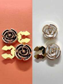 2pcs Button Cover For Shirt Flower Cufflinks Covers Flower Sleeve Button Clip On Button For Dress Wedding Tux Decoration Button Clothing Accessories Gifts - Flowers - View 6