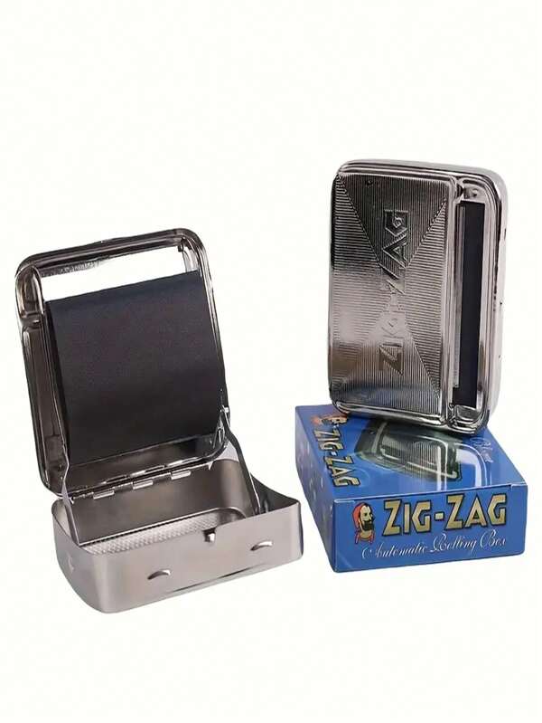 1 pieza. Caja de almacenamiento de tabaco de metal durable - Soporte manual para cigarrillos y diseño de zigzag, caja de accesorios portátiles para cigarrillos, tapa fácil de abrir y estructura antioxidante, superficie lisa y elegante, un accesorio imprescindible para entusiastas del fumar