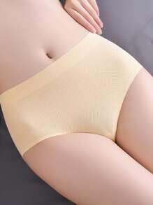 1pc Women's Padded Butt Shapewear Seamless Breathable High Waist Tummy Control Panties With Fake Booty Lift, Peach Buttock