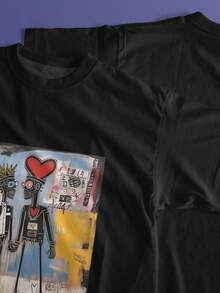 EWH Jean-Michel Basquiat, Saint Valentines, Love Couple - Heavyweight Unisex Crewneck T-Shirt - màu đen - Xem 4