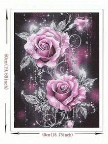 Glittering Roses Diy Full Round Diamond Painting Embroidery Kit Gift,Still Life Home Wall Decoration,Frameless - Multicolor - View 5