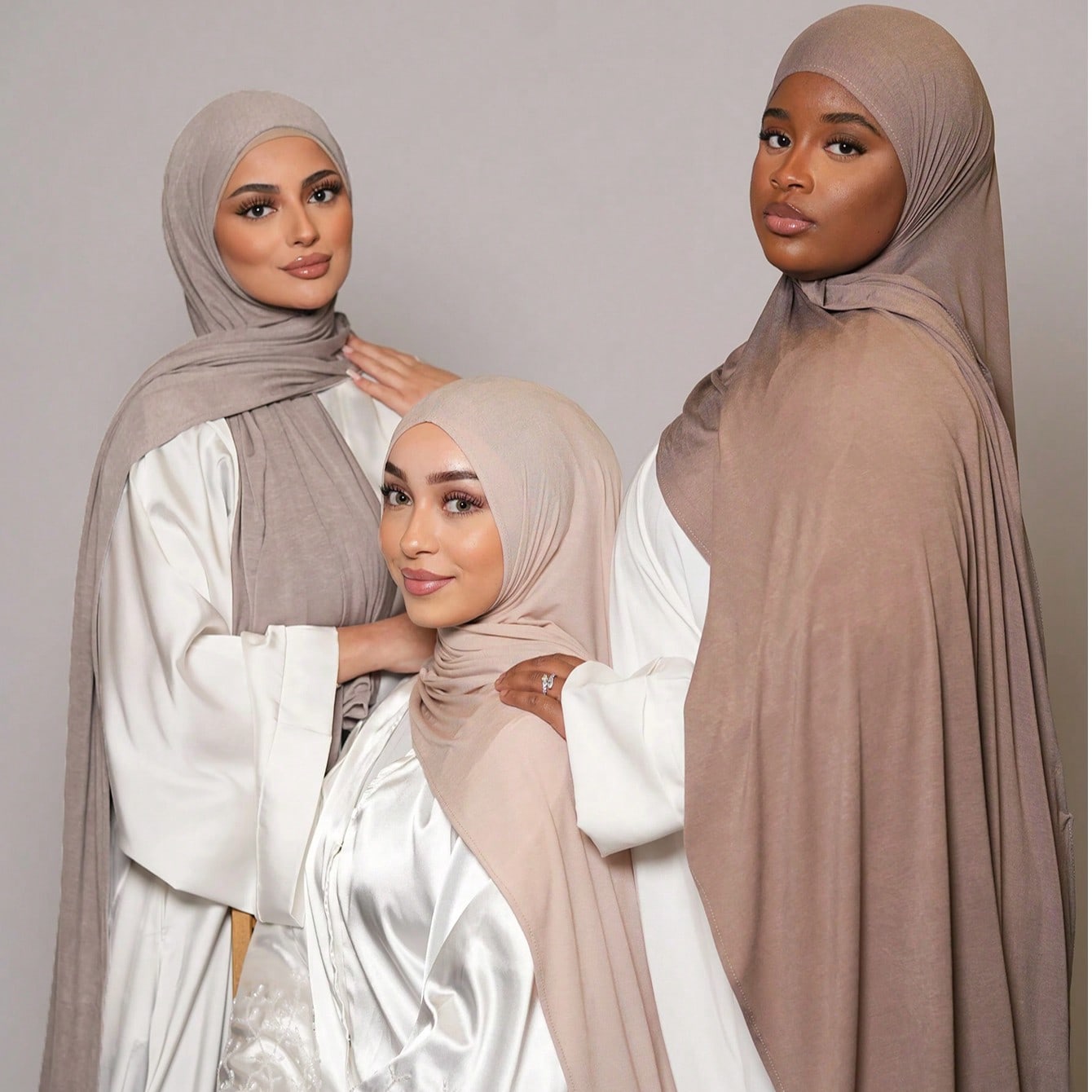 Set de 3 hijabs de jersey, paquete económico y actualizado con pañuelo de seda de unicolor clásico con borde de 170*60cm, chal de cobertura instant