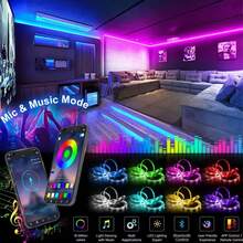 20米LED灯带，带音乐同步变色的LED灯，带智能App和遥控器的RGB LED灯带，卧室照明用LED灯，灵活的家居装饰（2卷10米），电视背光灯带，卧室装饰灯带，节日，壁灯灯带，室内装饰，家居装饰，客厅装饰灯带，LED灯，LED灯带，LED灯，壁灯，墙壁装饰，小夜灯 - RGB - 查看 8
