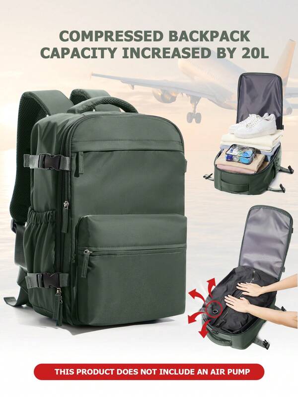 Vacuum Backpack Travel Compression Laptop Work Business Waterproof College Weekender Bags Casual Daypack Backpacks For Women Men Black Travel Backpack For Men Carry On Backpack Functional Space-Saving Compression Backpack With 3D Foam Shoulder Straps, Adjustable & Non-Slip, Lightweight, Durable Nylon, Foldable, Fade-Resistant, Ideal For Students & Casual Outings