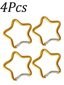 4 Peças Mosquetão de Estrela de Alumínio, Chaveiro de Gancho de Mola Criativo, Acessórios para Camping e Caminhada ao Ar Livre - Multicolorido - Visão 18