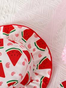 Baby Girls Valentine's Day Sunflower Bow Criss-Cross Strap Romper + Hat - Red - View 5