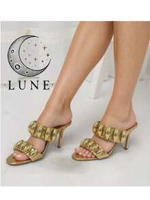 Bohemian Punk Style Ruffled High Heel Sandals - Gold - View 2