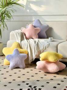 情人节装饰抱枕，可爱星形毛绒抱枕，柔软仿兔毛抱枕，适用于沙发、卧室和客厅，情人节和新年家居装饰，送给爱人的情人节礼物