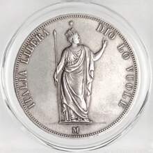 38mm/1,50 Zoll eingekapselt, 1848 Italien 5 Lire, Kupfer Kopie, ein Geschenk von einem Sammler historischer Münzen
