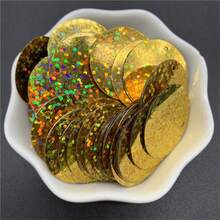 200 件 25 毫米 PVC 扁平圆形散片，带 1 个侧孔，亮片缝纫婚礼工艺配件 DIY 吊坠亮片饰边