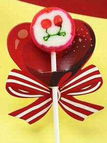50pcs Red Love Knot Shaped Paper Lollipop Cards, Candy Packaging Paper Lollipop Racks, DIY Lollipop Decoration Cards, Engagement And Wedding Candy Processing Paper Boxes, Candy Decoration Products