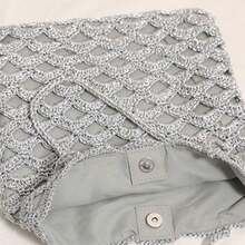 Fashion Hollow Shoulder Straw Bag Wave Pattern Summer Beach Bag - Silver - View 6