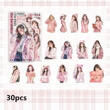 30/120张温柔日记系列PET模切贴纸包，时尚冬装女性角色贴纸，学生计划装饰贴纸