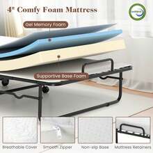Lifezeal Folding Bed With Mattress 74" X 31" Cot Size Rolling Guest Bed Space Saving - White - View 7