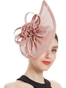 Ibeauti Fascinator Hats With Screentouch Lace Gloves Set Women Tea Party Cocktail Wedding Derby Headwear Short Gloves - 05粉色 - 查看 3