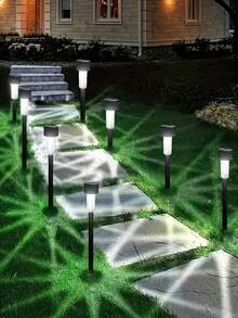 10-Piece Solar Lawn Lights Ground Plug Lights Rust-Proof Small Tube Lights Outdoor Landscape Lighting Suitable For Courtyards, 35 Milliamperes,Gardens And Terraces - Warm light - 查看 5