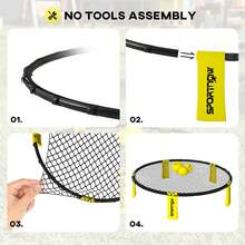 SPORTNOW Spike Ball Set, Mini Beach Games Set With Net, 3 Balls And Ball Pump, Portable With Carrying Bag For Outdoor Team Sports, Yellow - Yellow - View 6