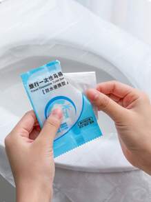 1/10/20/30/40/50 Pcs Disposable Toilet Seat, Toilet Cover, Thickened Plastic Waterproof Pad, Disposable Toilet Cover, Portable Toilet Cover, Adults And Toilet Training Travel Essential Accessories, Air Travel Camping Hotel Back To School Essential Accessories, Waterproof And Moistureproof Easy To Carry
