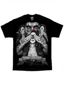 Speak No Evil Lowrider Homies Chicano Art David GonzalesT Shirt - màu đen - Xem 2