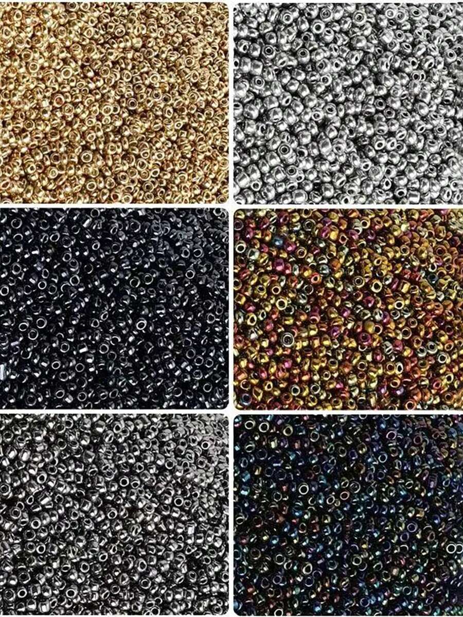 10g/Approx. 1000pcs, 0.36oz, 2mm Uniform Vintage Style Electroplated Beads, Suitable For DIY Jewelry Making And Embroidery Crafts - Multicolor - View 1